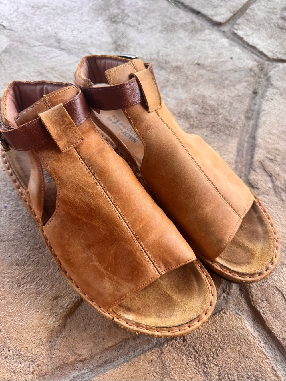 Naot Verbena Leather Ankle Strap Open Toe Comfort Wedge Sandals Tan Brown EU 40 - Picture 11 of 13